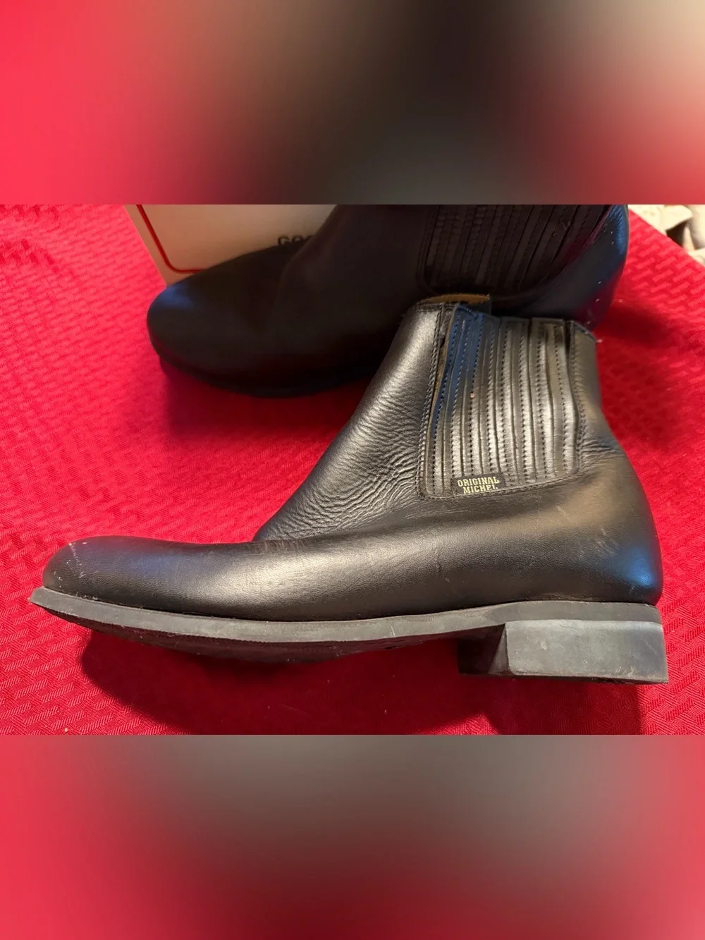 Michel Black Leather Charro Boots for Men